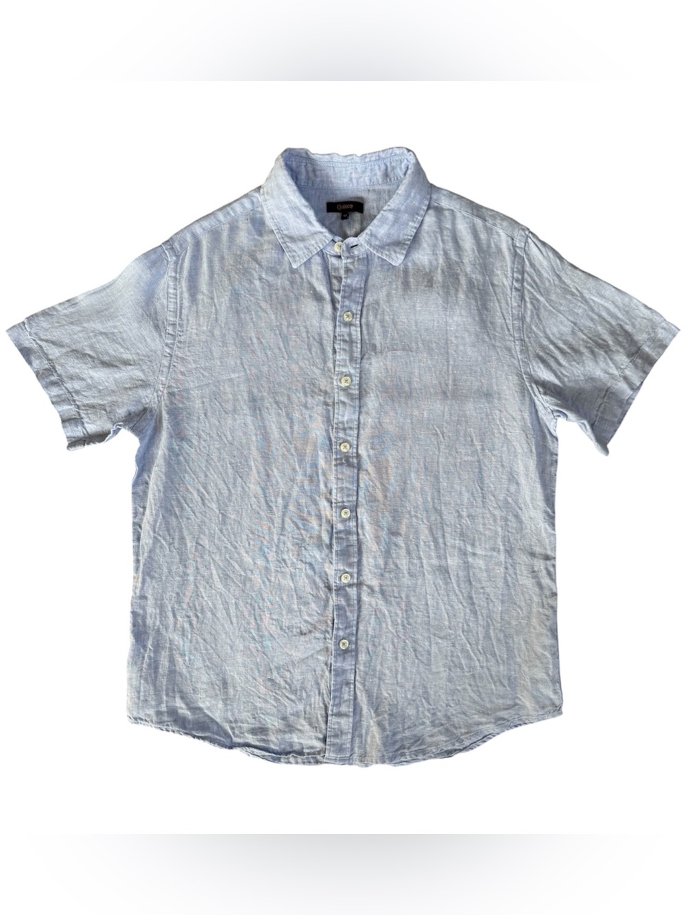 Quince Men’s European Relaxed S/S Button Down Shirt Size Medium French Blue EUC